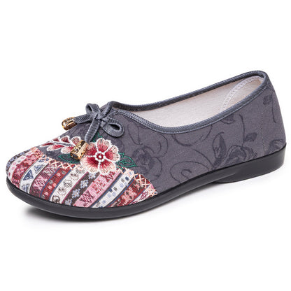 Damen Ballerinas Handbestickt Traditionell Heidi Stil