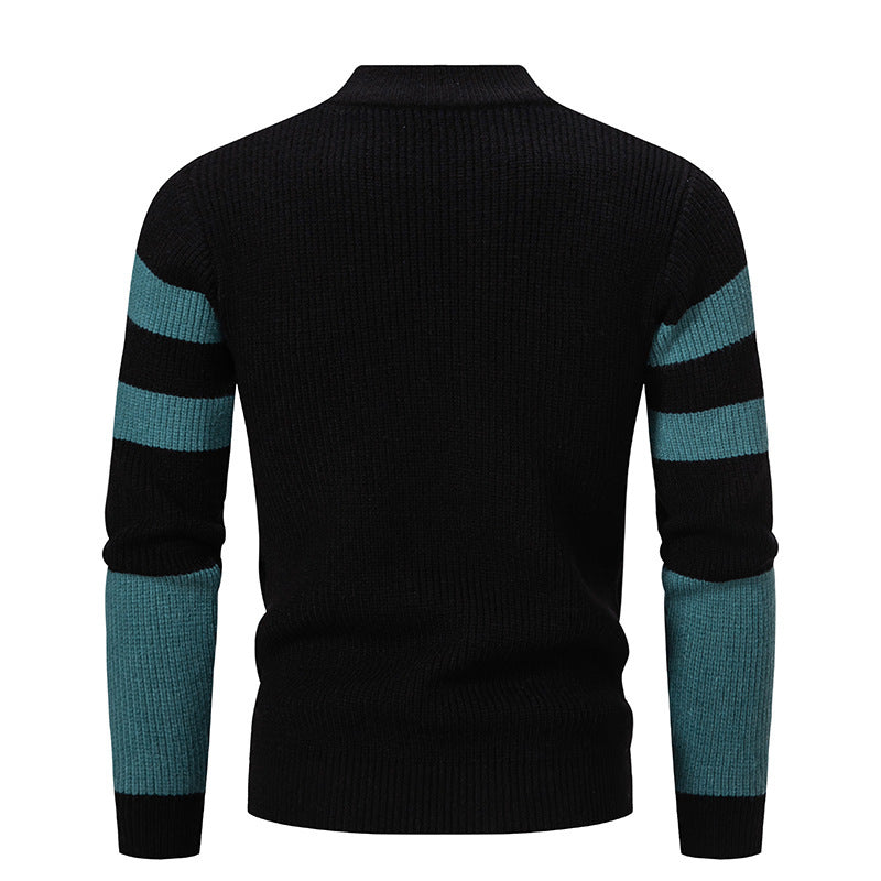 Herren Pullover Modern mit Struktur Optik Schwarzkreuz