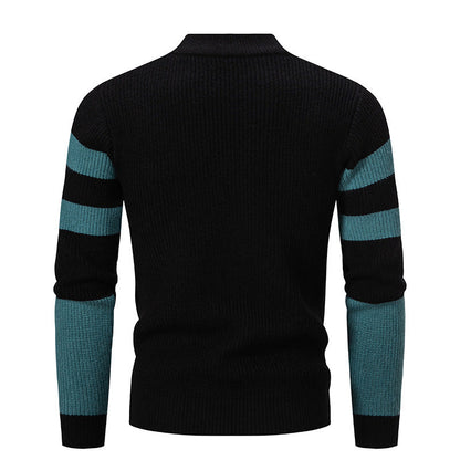 Herren Pullover Modern mit Struktur Optik Schwarzkreuz