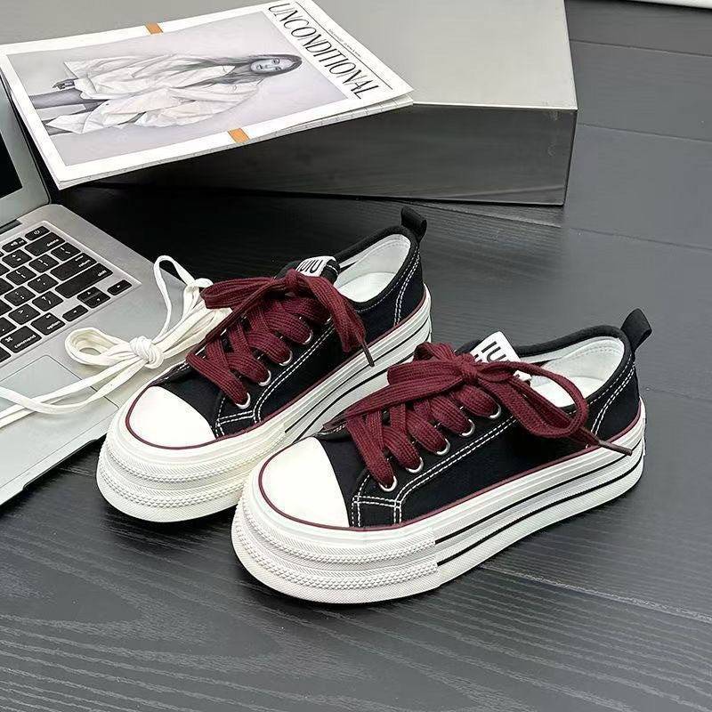 Damen Plateausneaker Sportlich Atmungsaktiv Canvas