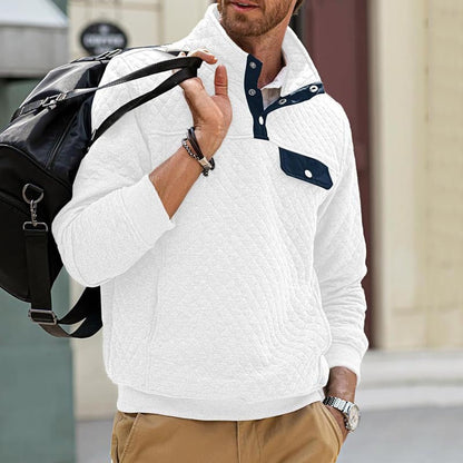 Herren Pullover Stepp mit Brusttasche Kontrastfarben Modern