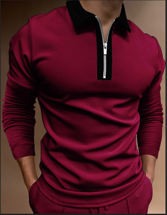 Herren Sweatshirt Stehkragen Modern Reißverschluss