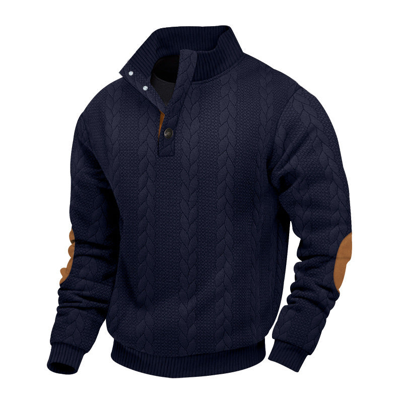 Herren Strickpullover Hochkragen Modern Knopfdesign