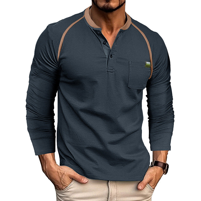 Herren Langarmshirt Modern mit Brusttasche Trends