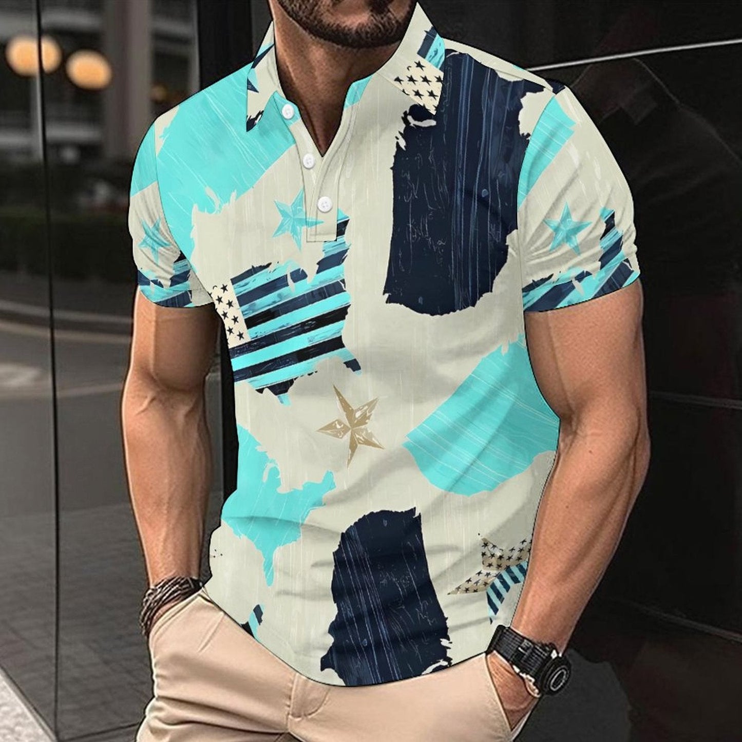 Herren Kurzarmhemd mit Berlin Design Modern