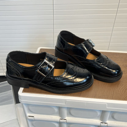 Damen Ballerinas Elegante Schnalle Perforation Schuhe