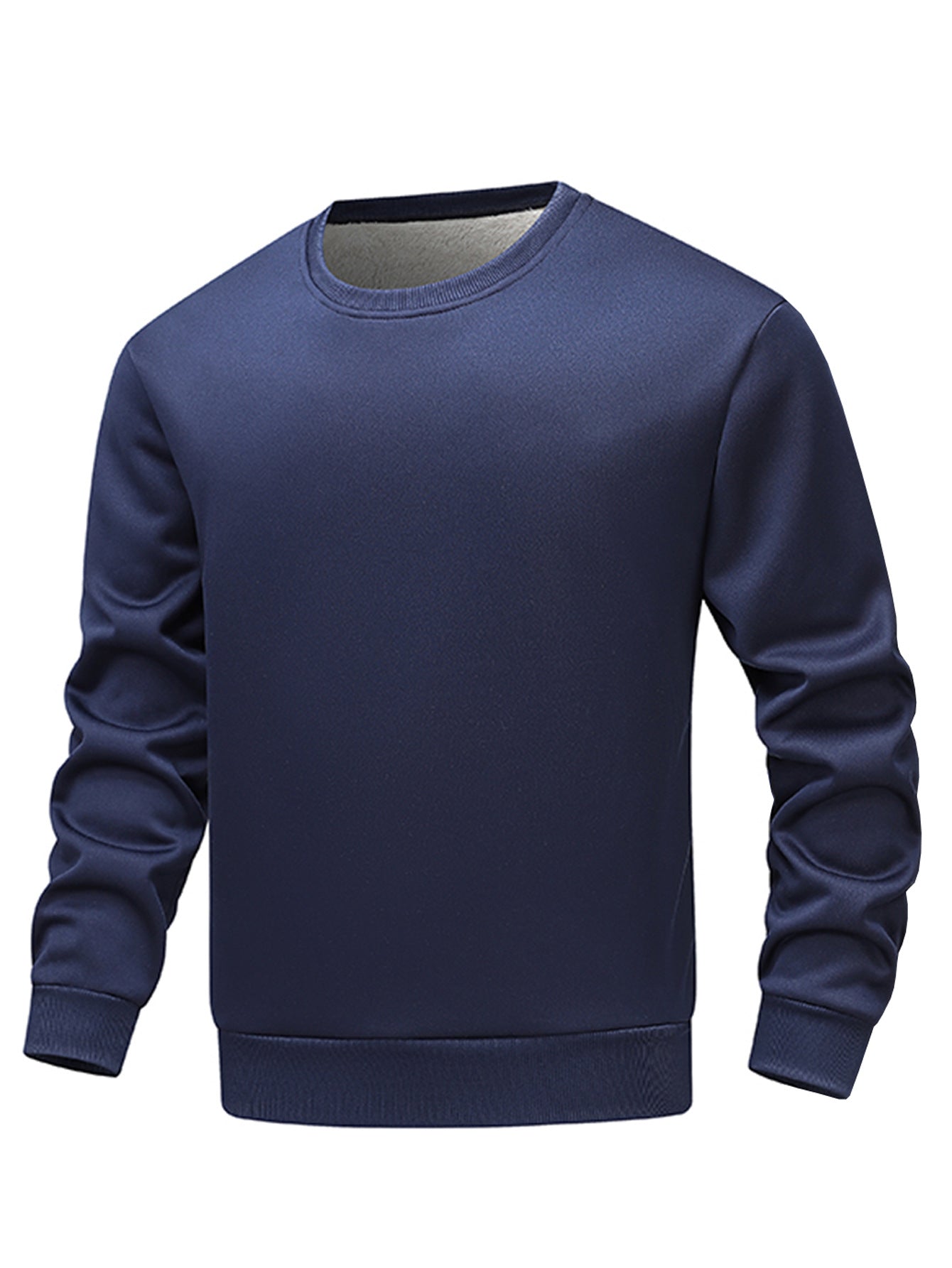Bequemer Herren Fleece Pullover Rundhals Schwarz