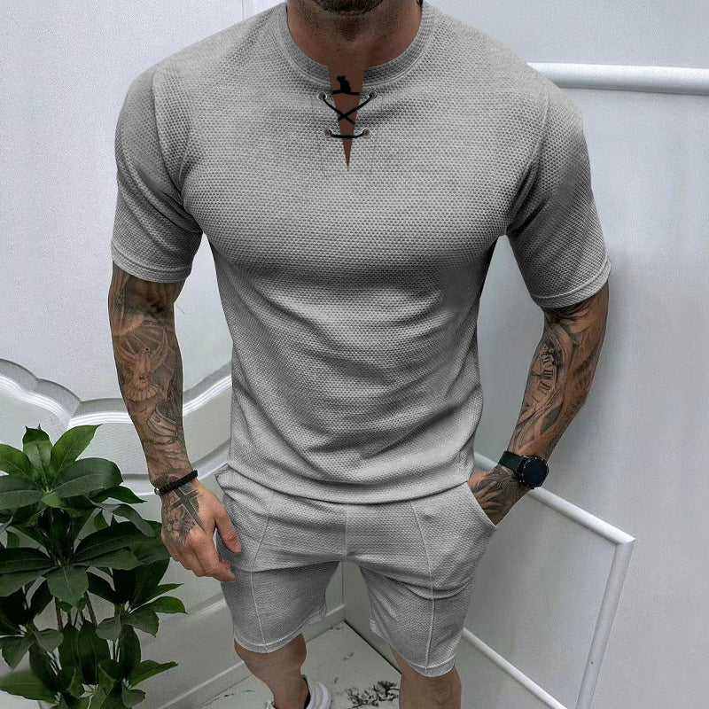 Herren Sportshirt Kurzarm Set Strukturdesign Modern
