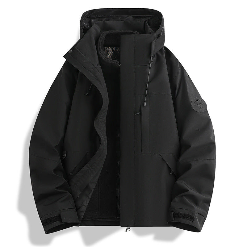 Herren Outdoorjacke Wasserdicht Verstellbares Kapuzen Design