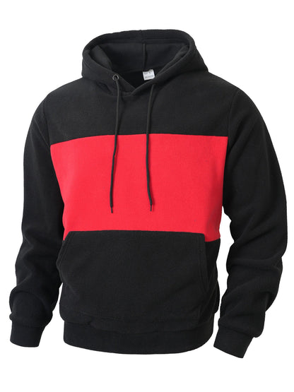 Herren Kapuzenpullover Fleece mit Farbstreifen Modern Sportlich