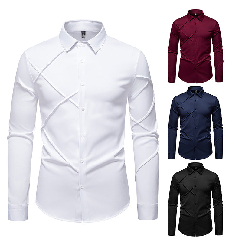 Herren Langarmhemd Asymmetrisch Modern Berlin Style