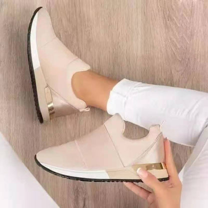 Damen Sneaker Sportlich Slip-On mit Gold Details