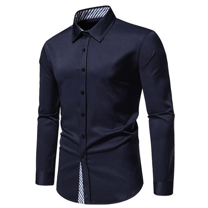 Herren Langarmhemd Modern Kontrast Design Schwarz Weiß