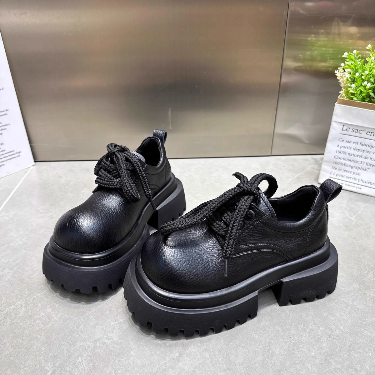 Damen Schnürboots Robust Plateau Rutschfest Stiefel