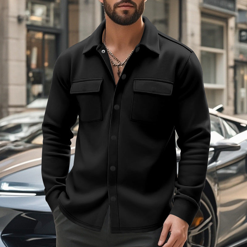 Herren Jacke Overhemd mit Taschen Strukturiert Modern