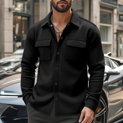Herren Flanelljacke Lässig mit Brusttaschen und Knopfverschluss