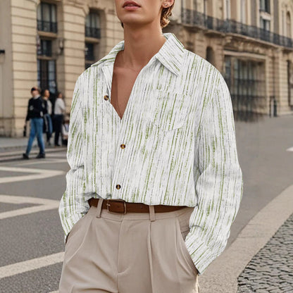 Herren Langarmhemd Modern Streifenmuster Elegant - BerlinGlamour