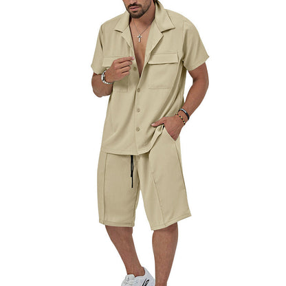 Herren Sommer Set Kurzarmhemd Bermuda Shorts Relaxed Fit