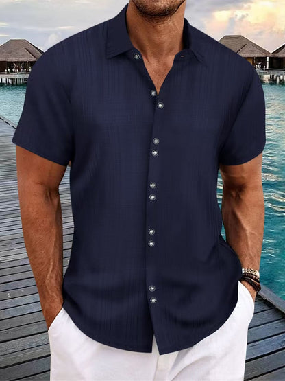 Herren Kurzarmhemd Elegantes Design Knopfleiste Modern