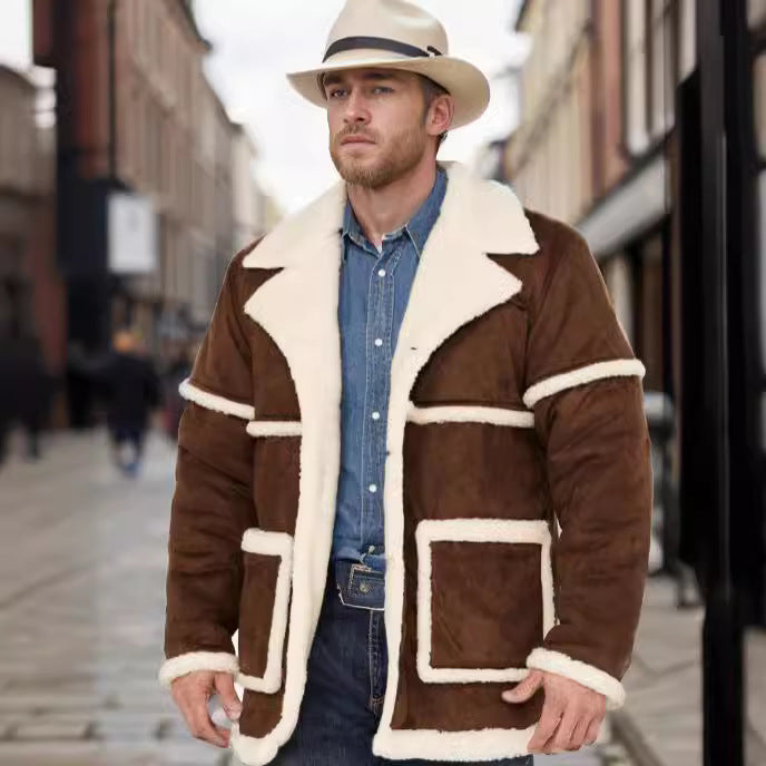 Lederbikerjacke Herren Lammfell Gefüttert Warm