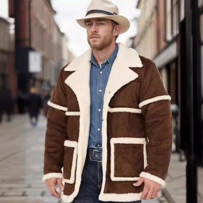 Lederbikerjacke Herren Lammfell Gefüttert Warm