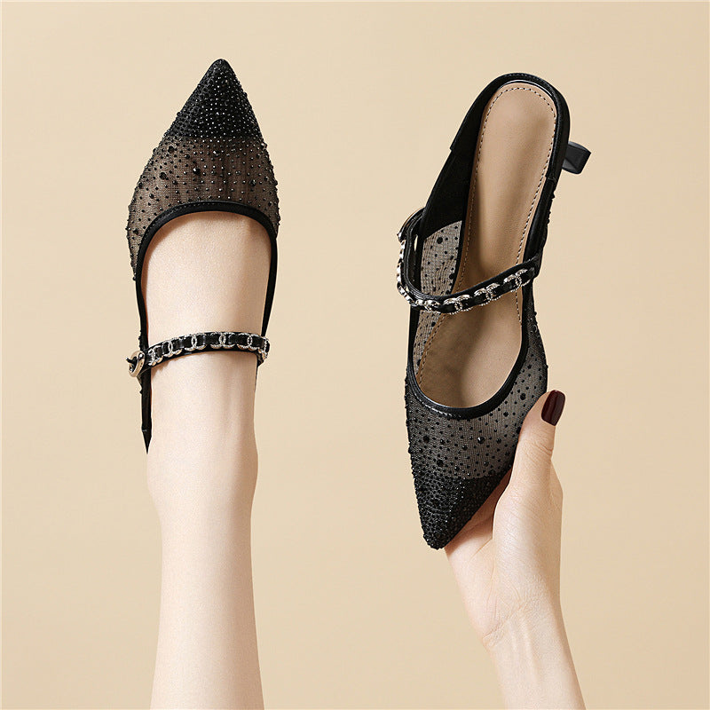 Damen Pumps Slingback Elegante Schuhe mit Applikationen
