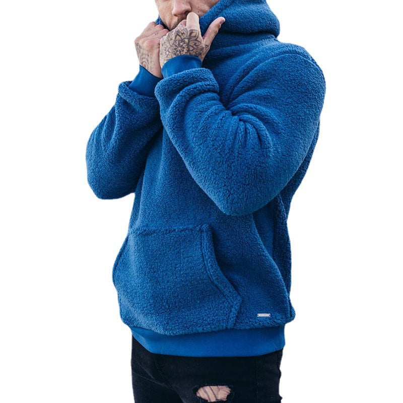 Herren Fleece Hoodie Kängurutasche Hochkragen Warm