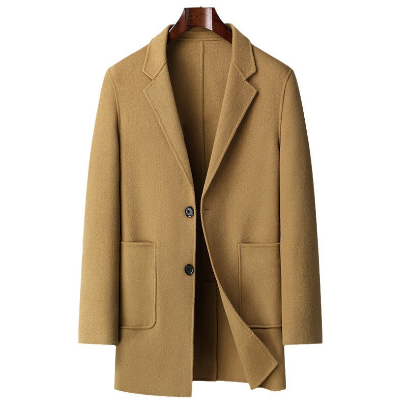 Herren Wollmantel Eleganter Wintermantel mit Taschen