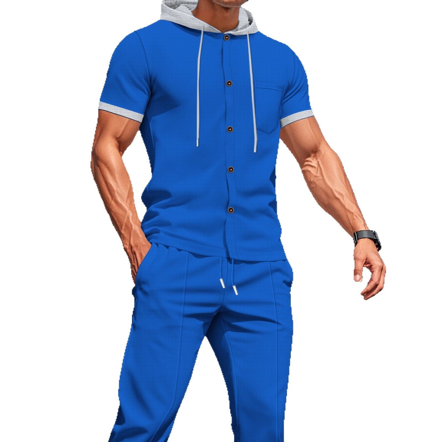 Herren Set Hemd Hose mit Kapuze Modern Berlin Style