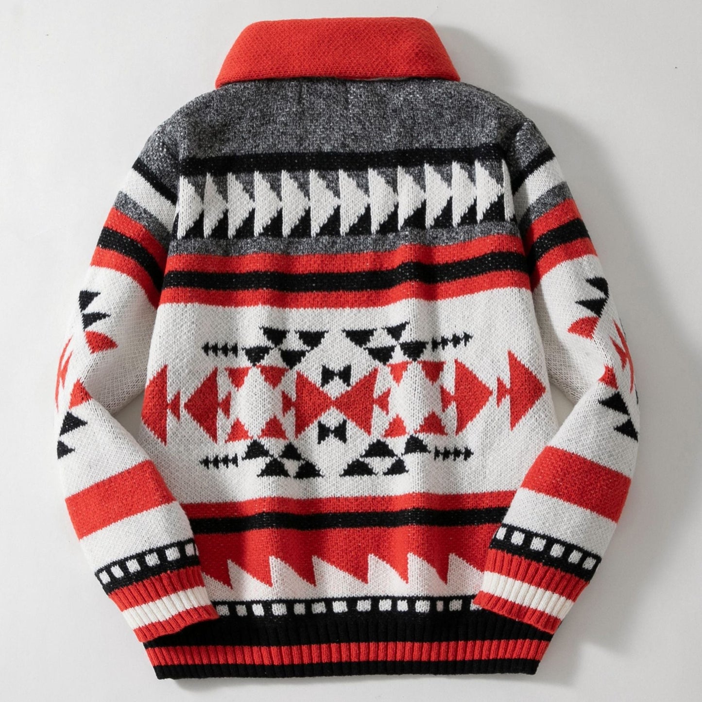 Herren Strickjacke Geometrisch Hochkragen Pullover Modern