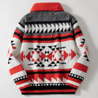 Herren Strickjacke Geometrisch Hochkragen Pullover Modern