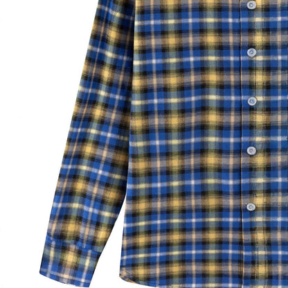 Herren Langarmhemd Kariert Vichy Muster Modern