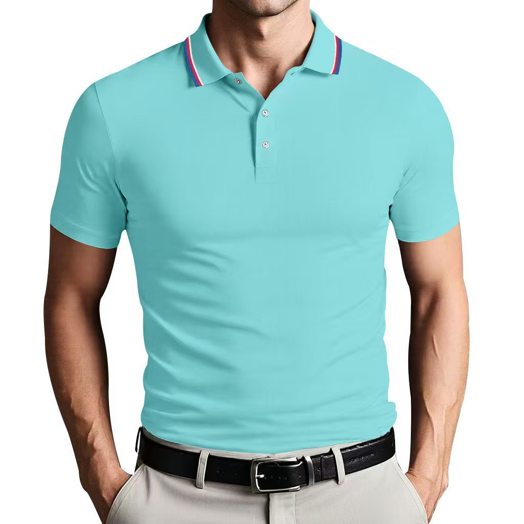 Herren Poloshirt Kragen Kontrastfarbe Modern Slimfit