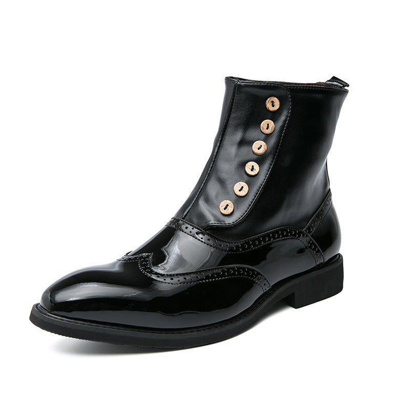 Damen Stiefeletten Lackleder Elegant Schnürsenkel Schwarz