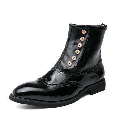 Damen Stiefeletten Lackleder Elegant Schnürsenkel Schwarz