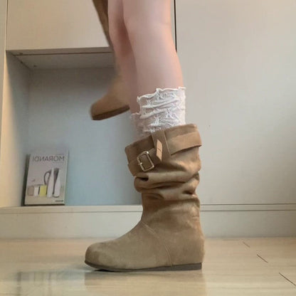 Damen Winterstiefel Elegante Lässige Stiefel mit Schnalle