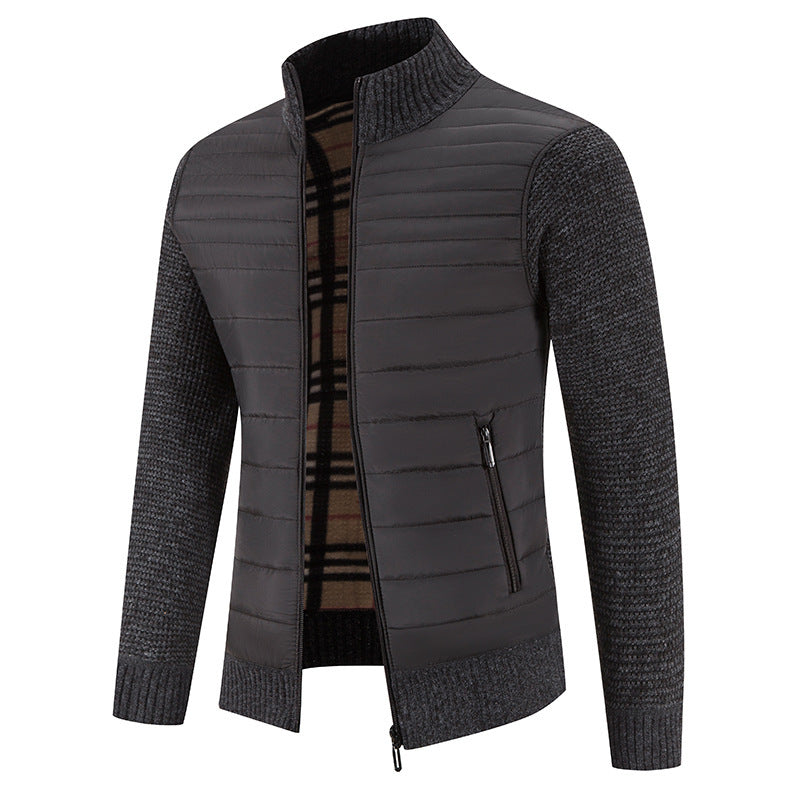 Herren Steppjacke Modern mit Strickärmeln und Hochkragen