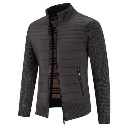 Herren Steppjacke Modern mit Strickärmeln und Hochkragen