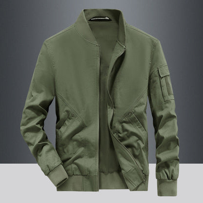 Herren Lederjacke Pilotenstil mit Taschen Modisch