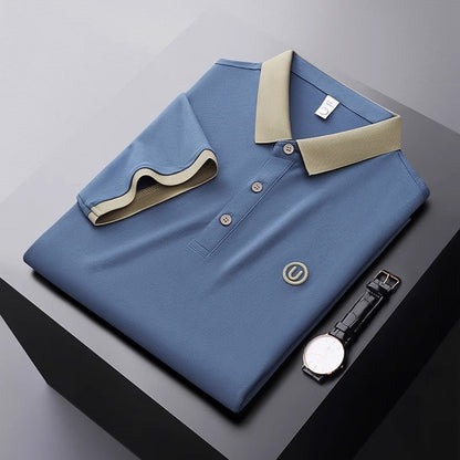 Herren Poloshirt Atmungsaktiv Moderner Kontrastkragen