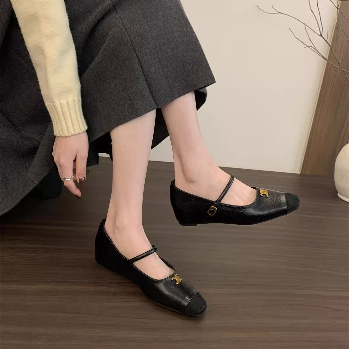 Damen Ballerinas Elegant Schnalle Schuhe Damen Modisch
