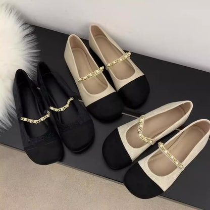 Damen Ballerinas Elegante Schuhe mit Ketten-Detail - BerlinGlamour