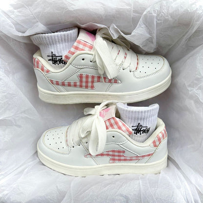 Damen Sneaker Karo Bequem Dämpfung Sport
