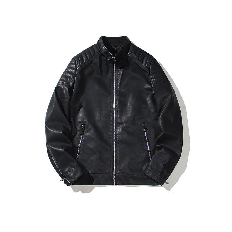 Lederjacke Herren Bikerjacke Schwarz Elegant
