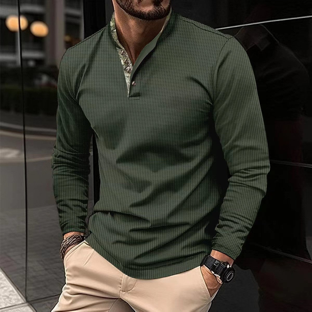 Herren Langarm Hemd Moderner Kragen Berlin Style