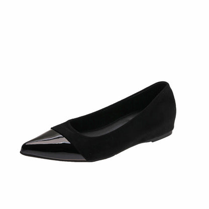 Damen Ballerinas Elegante Lack und Veloursleder Schuhe