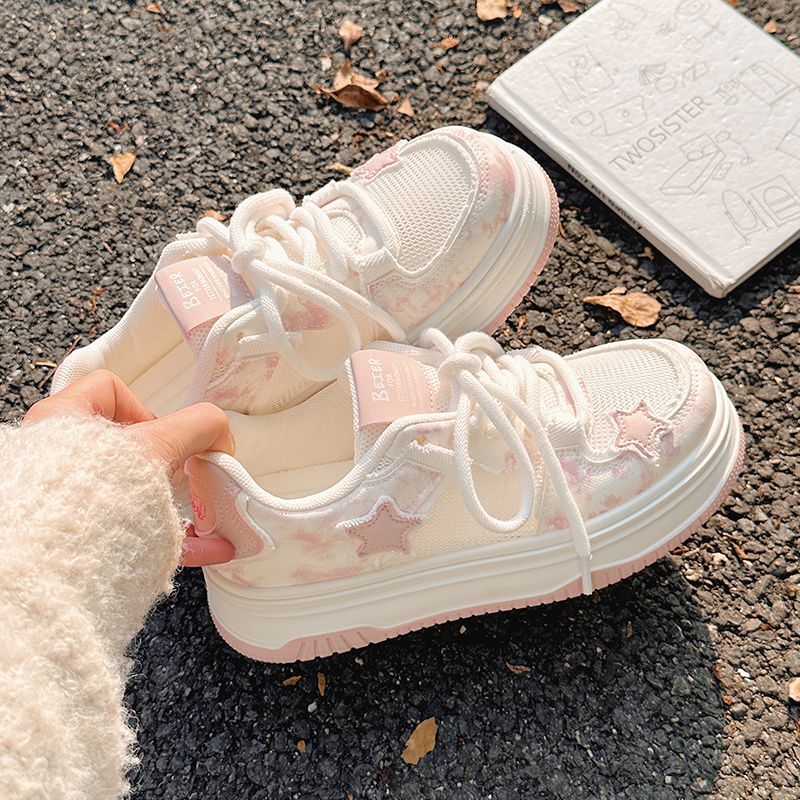 Damen Sneaker Sportlich Bequem Sterne Motiv