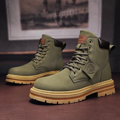Damen Lederstiefeletten Robust Schnürsenkel Schuhe