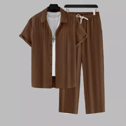 Elegantes Herren-Anzug Set Plissee Optik Hemd Hose