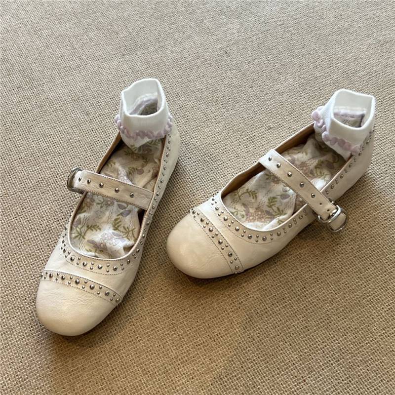 Damen Ballerinas Elegante Mary Jane Schuhe mit Nieten